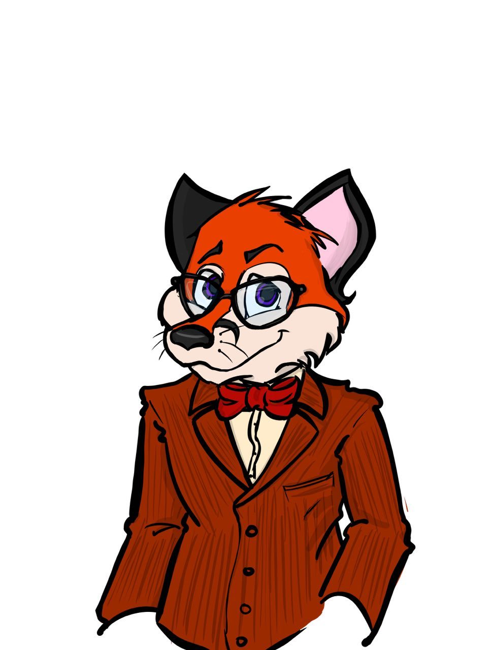 A cartoon red fox dressed in a natty red suit!