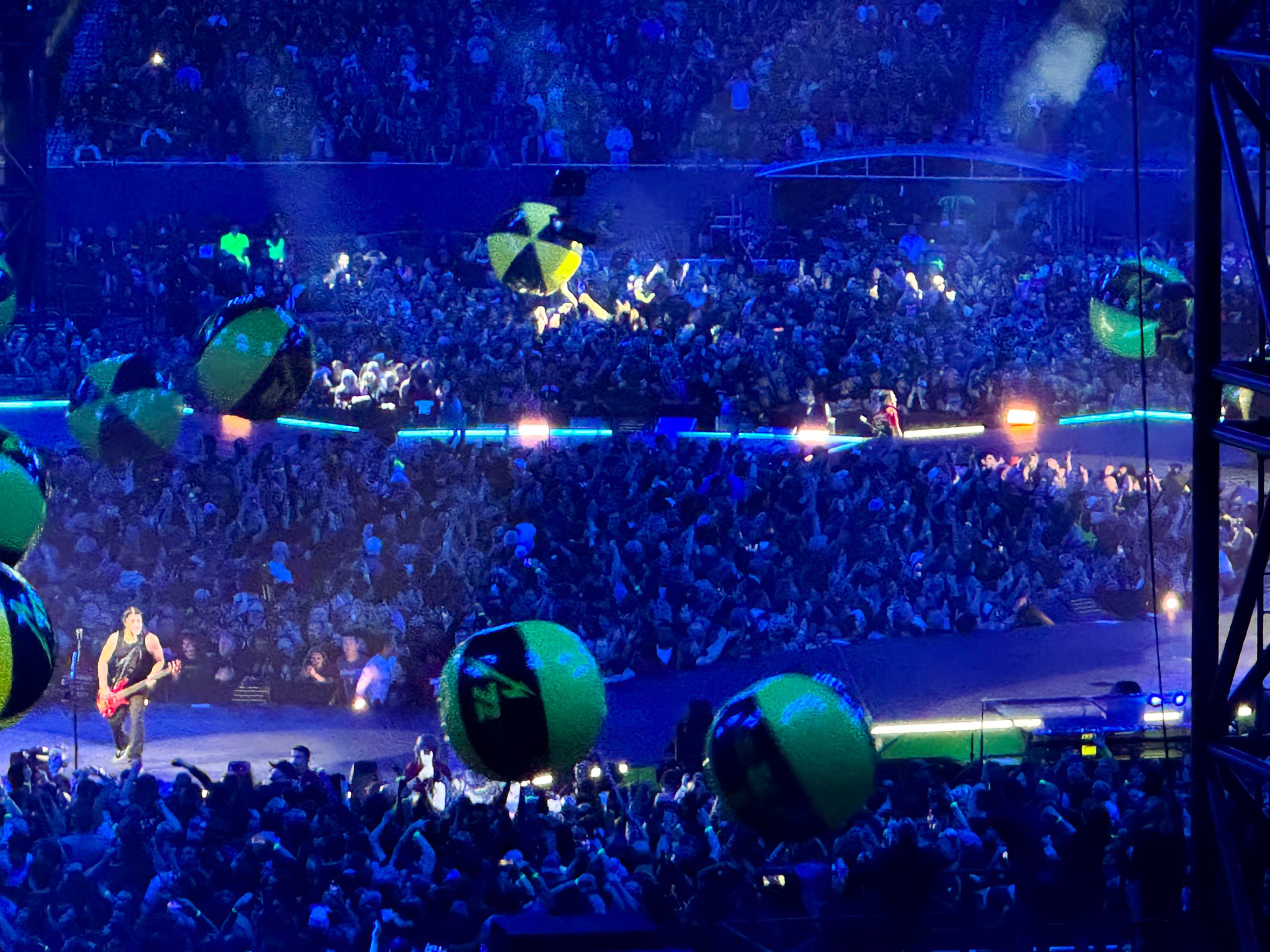 This was my first Metallica concert, so I was expecting more moshing. Since most of the audience is old like me, there was less aggressive physical activity, so the stage crew released a bunch of Metallica-branded, oversized beach balls for the expensive ticketholders to throw around during “Seek and Destroy.”